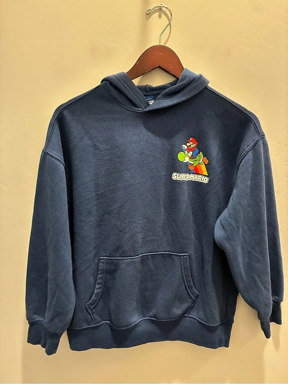 Old Navy Super Mario Graphic Pullover Hoodie for Kids Blue Boys Large